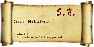 Sier Nikolett névjegykártya